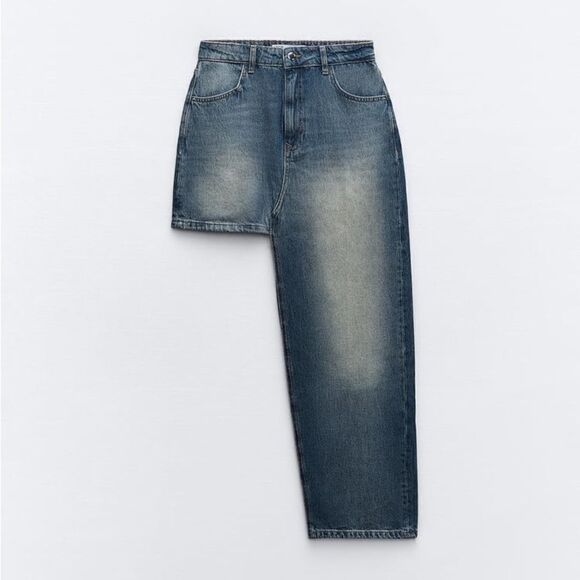 ZARA Z1975 ASYMMETRIC DENIM SKIRT - Picture 8 of 15